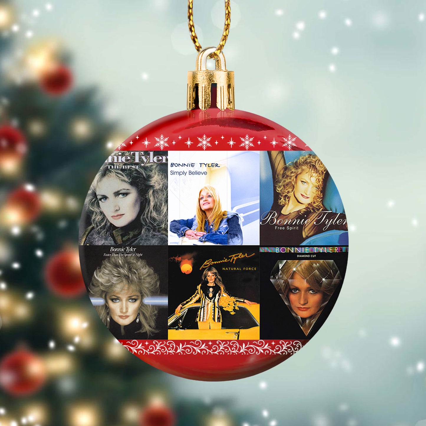 Bonnie Tyler Album Collage Ornament – Retro Pop Rock Christmas Decoration