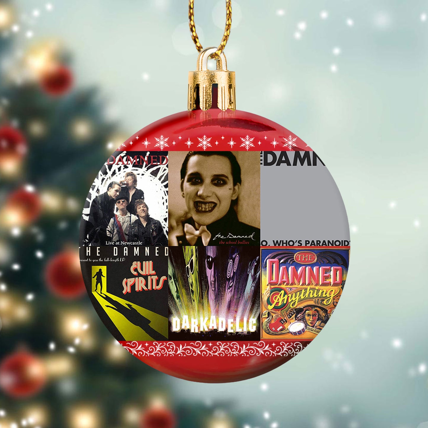 The Damned Album Collage Ornament – Punk Rock Christmas Decoration