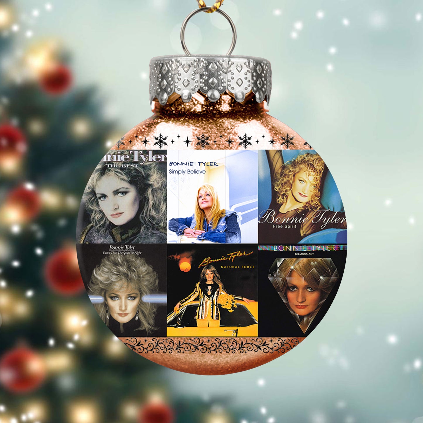 Bonnie Tyler Album Collage Ornament – Retro Pop Rock Christmas Decoration