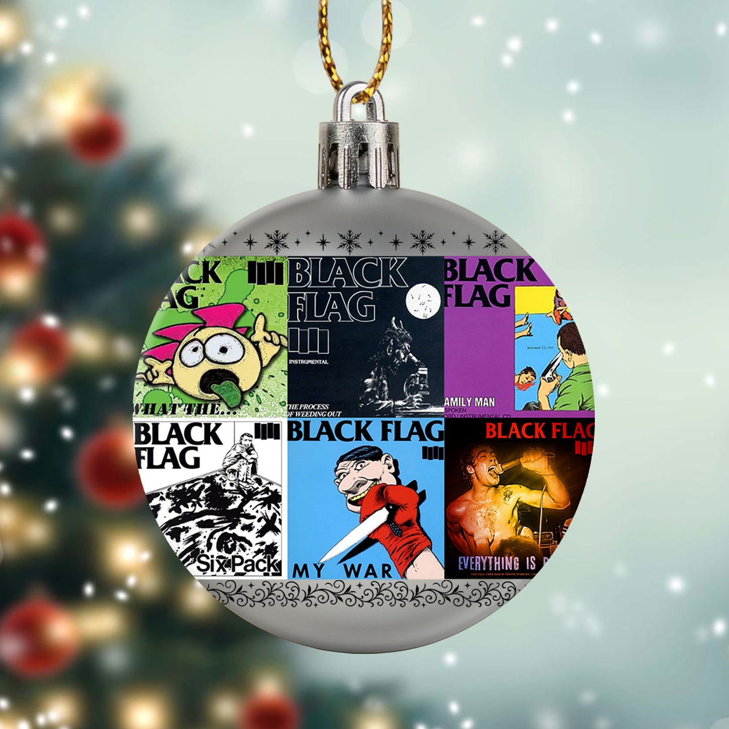 Black Flag Album Collage Ornament – Punk Rock Christmas Decoration