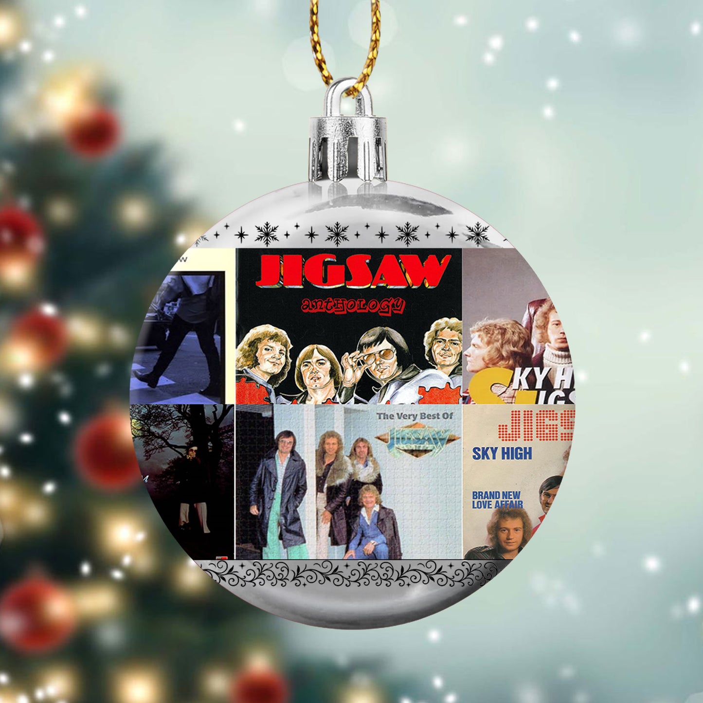 Jigsaw Album Collage Ornament – Classic Pop & Soft Rock Christmas Decoration