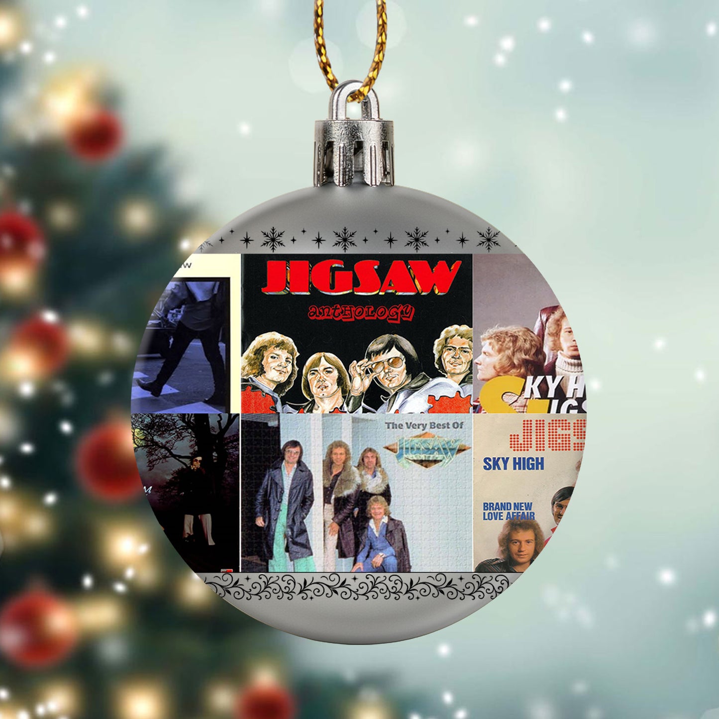 Jigsaw Album Collage Ornament – Classic Pop & Soft Rock Christmas Decoration