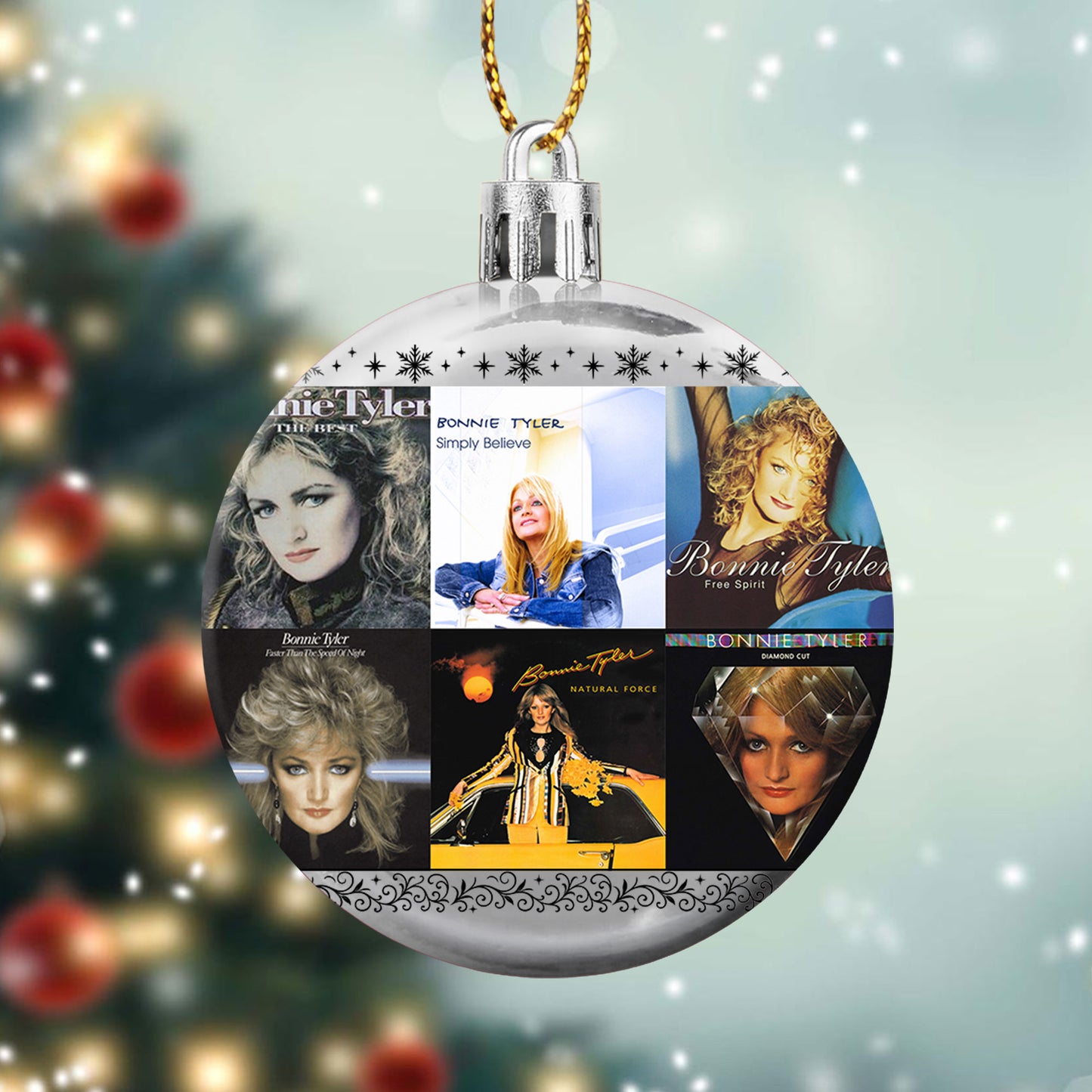 Bonnie Tyler Album Collage Ornament – Retro Pop Rock Christmas Decoration