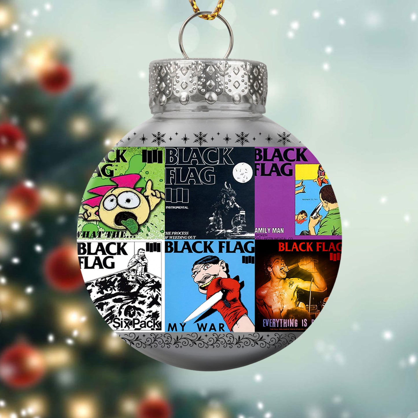 Black Flag Album Collage Ornament – Punk Rock Christmas Decoration