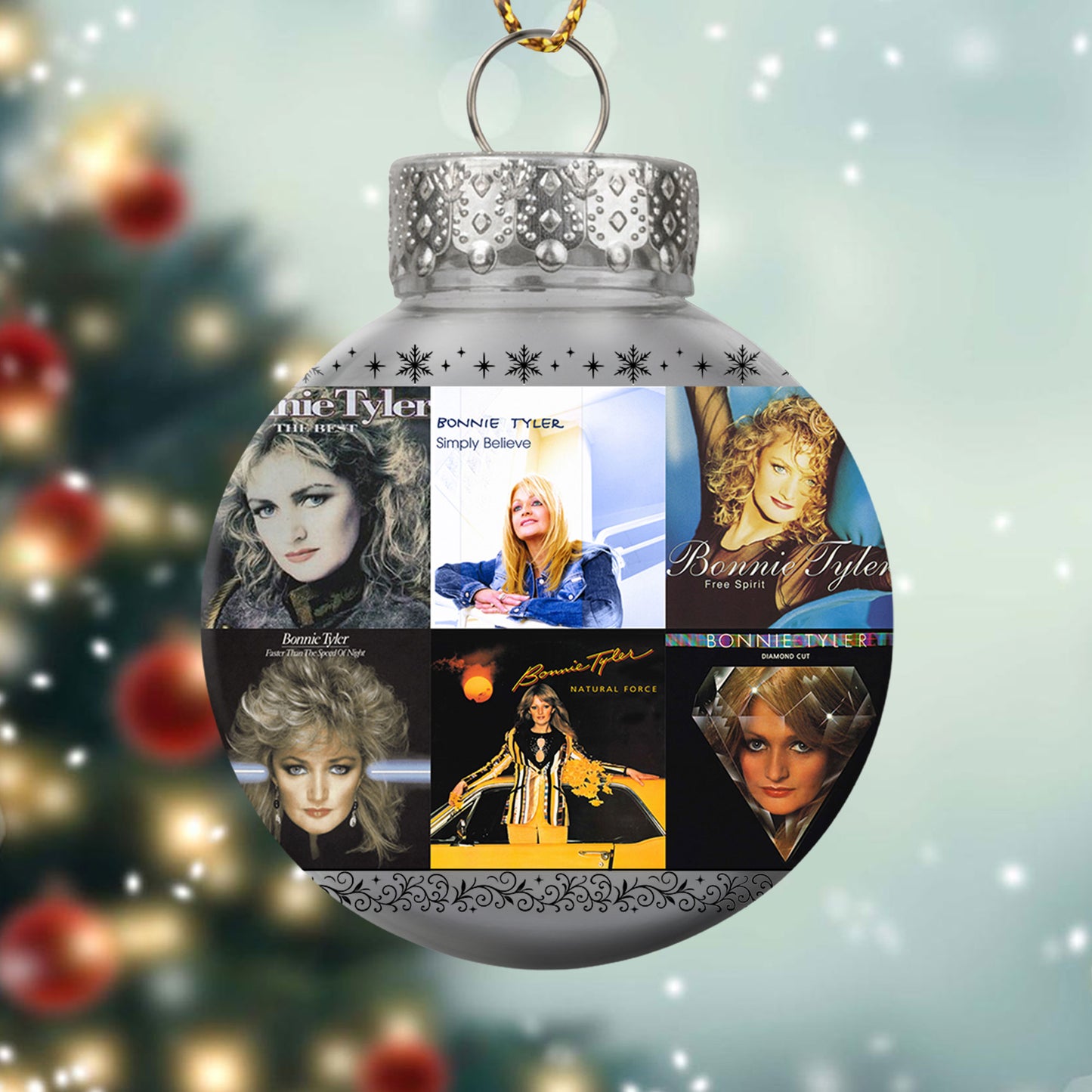 Bonnie Tyler Album Collage Ornament – Retro Pop Rock Christmas Decoration