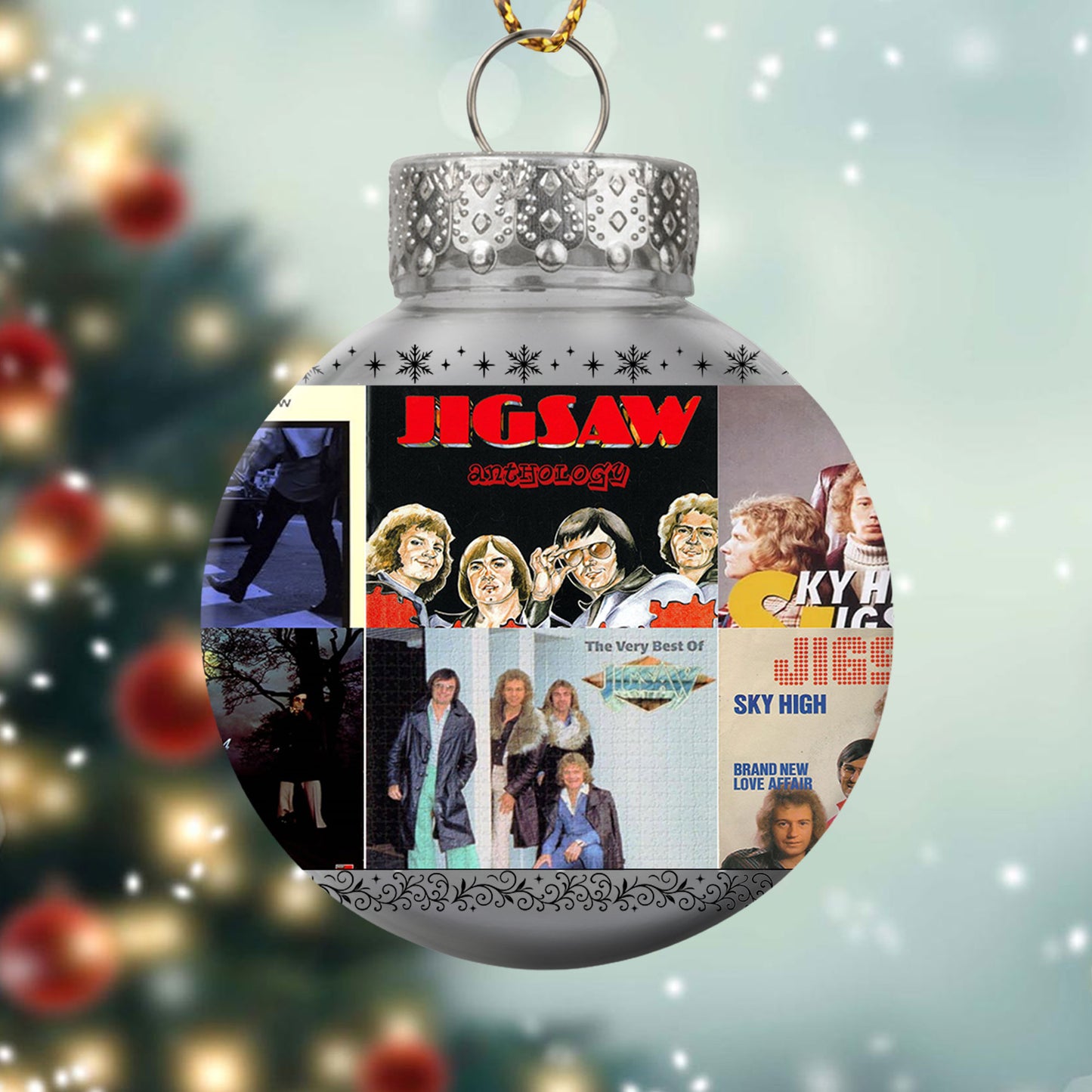 Jigsaw Album Collage Ornament – Classic Pop & Soft Rock Christmas Decoration