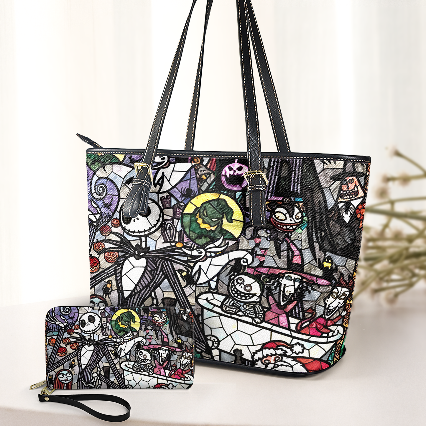 Stained Glass Nightmare Inspired Leather Handbag & Wallet Set