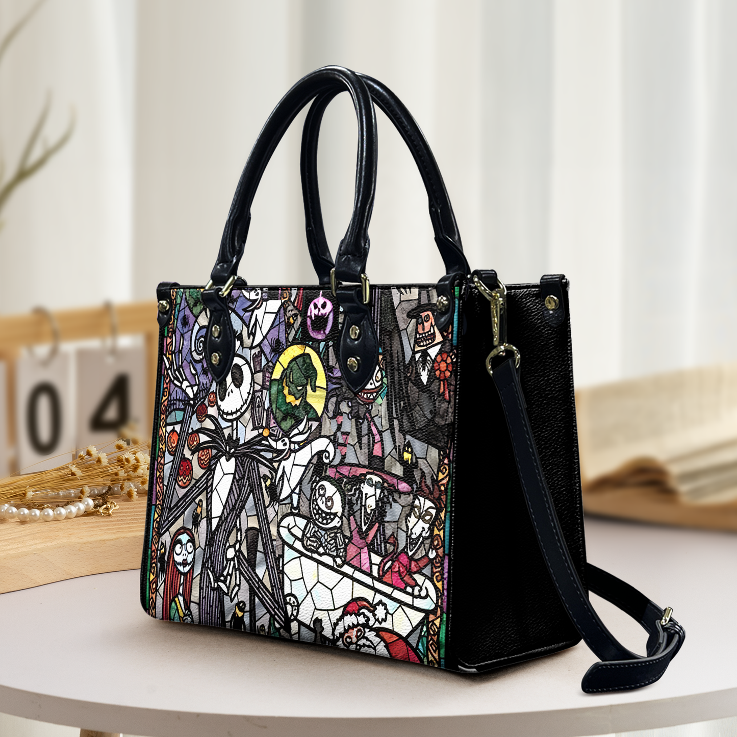 Stained Glass Nightmare Inspired Leather Handbag & Wallet Set