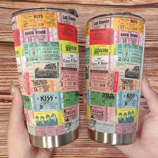 Retro Concert Tickets Collage Tumbler Cup
