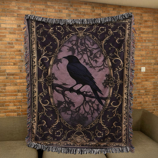 Nevermore Raven Woven Blanket – Gothic Poe Inspired