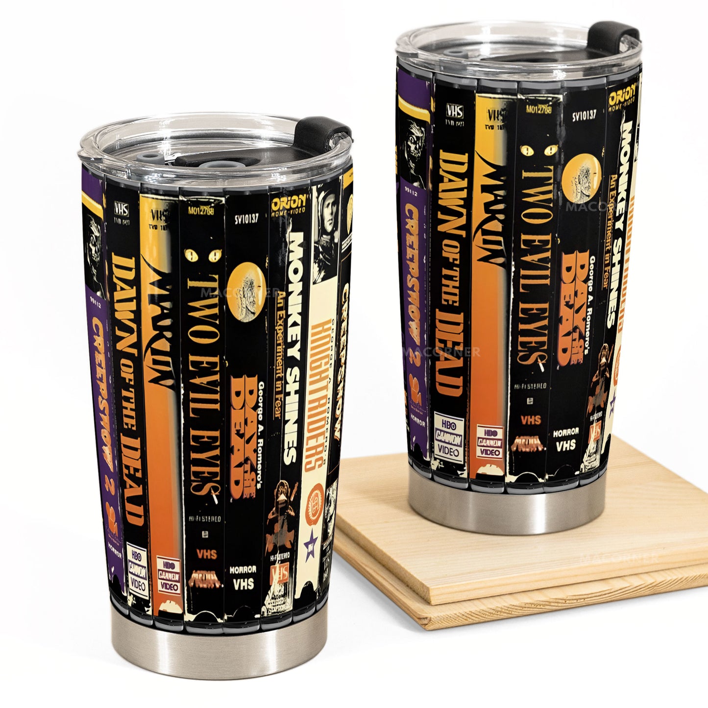 Retro Horror VHS Tumbler – Romero Classics & Cult Favorites Tumbler 20oz 40oz