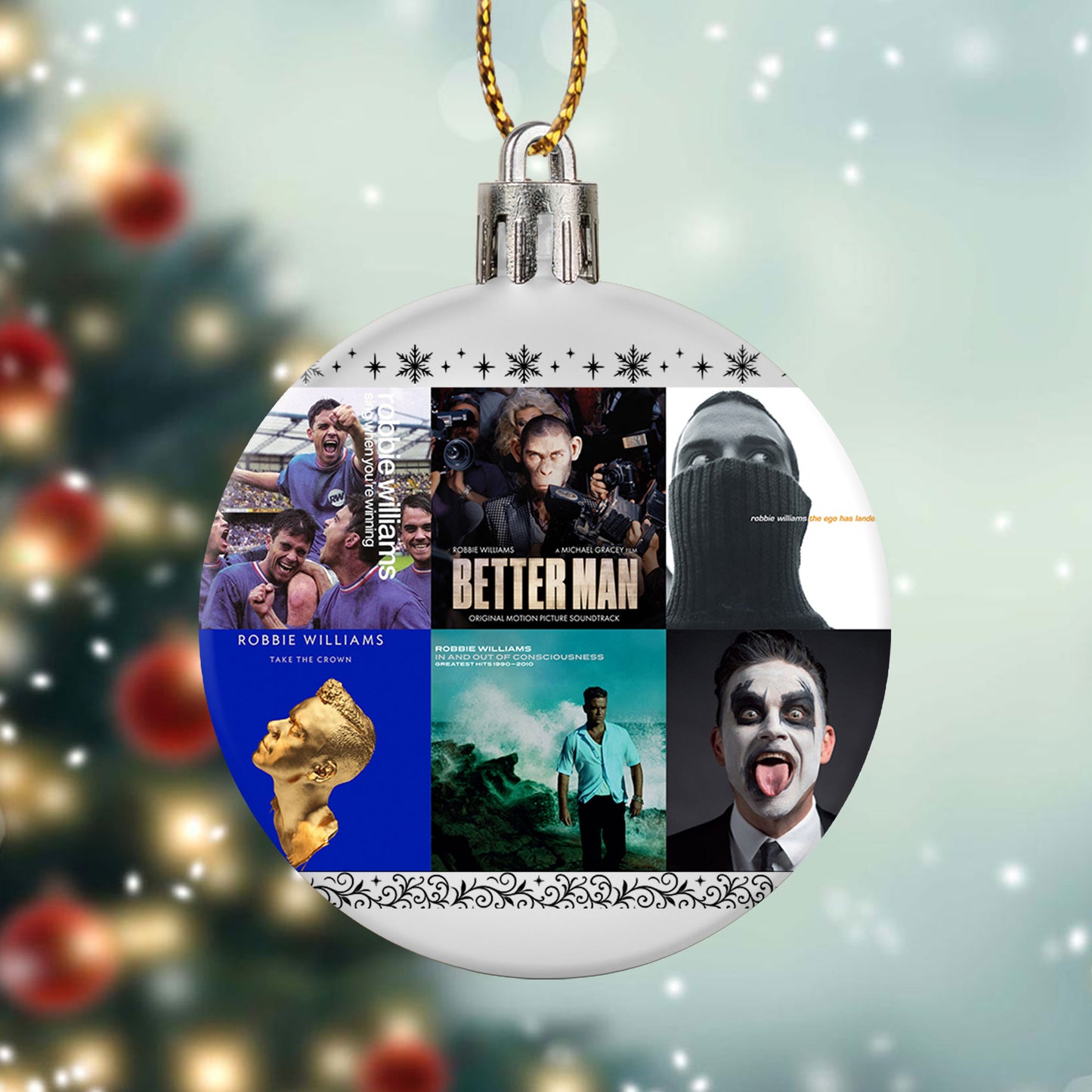 Robbie Williams Ball Ornament – A Festive Gift for Pop Music Fans