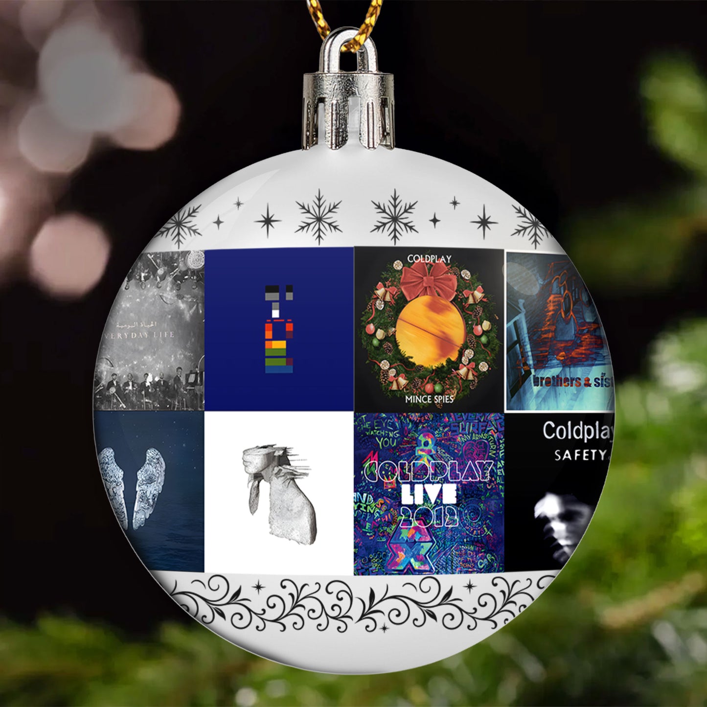 Coldplay Ball Ornament – Glitter Gold Celebration of Timeless Sound