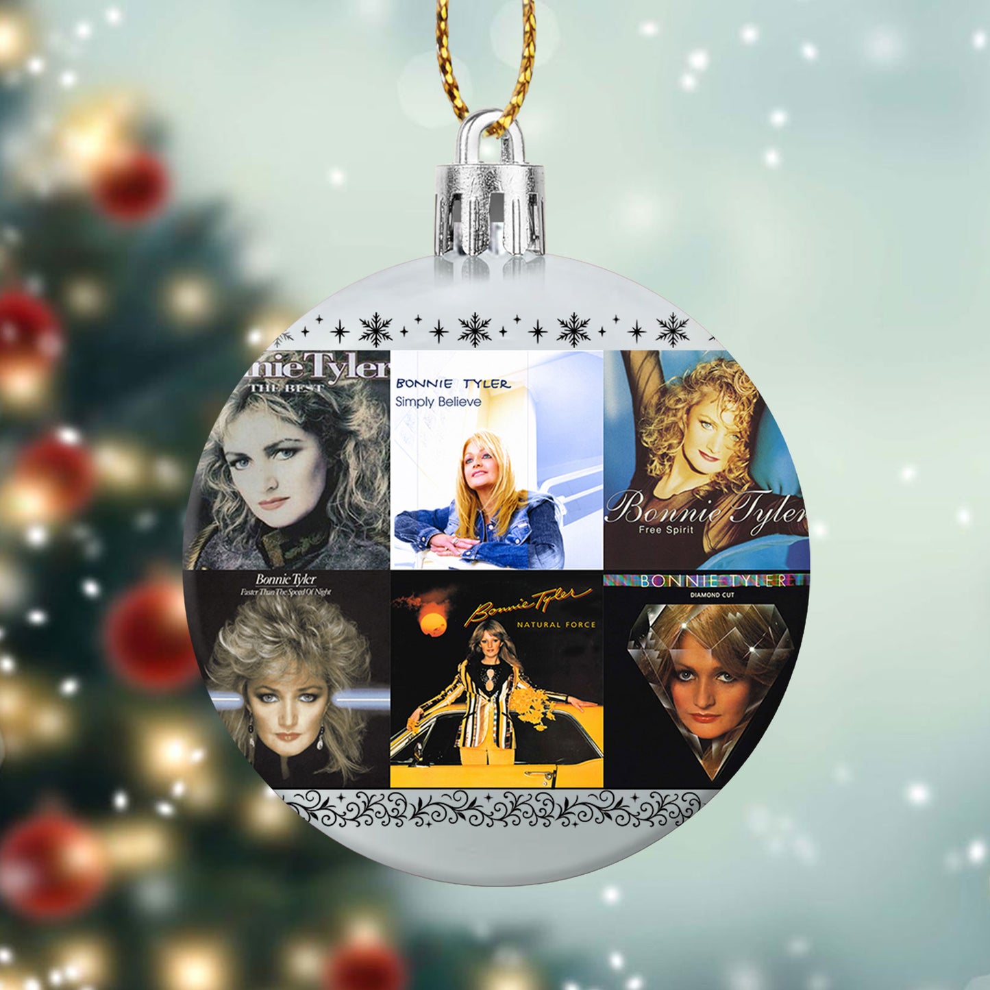 Bonnie Tyler Album Collage Ornament – Retro Pop Rock Christmas Decoration