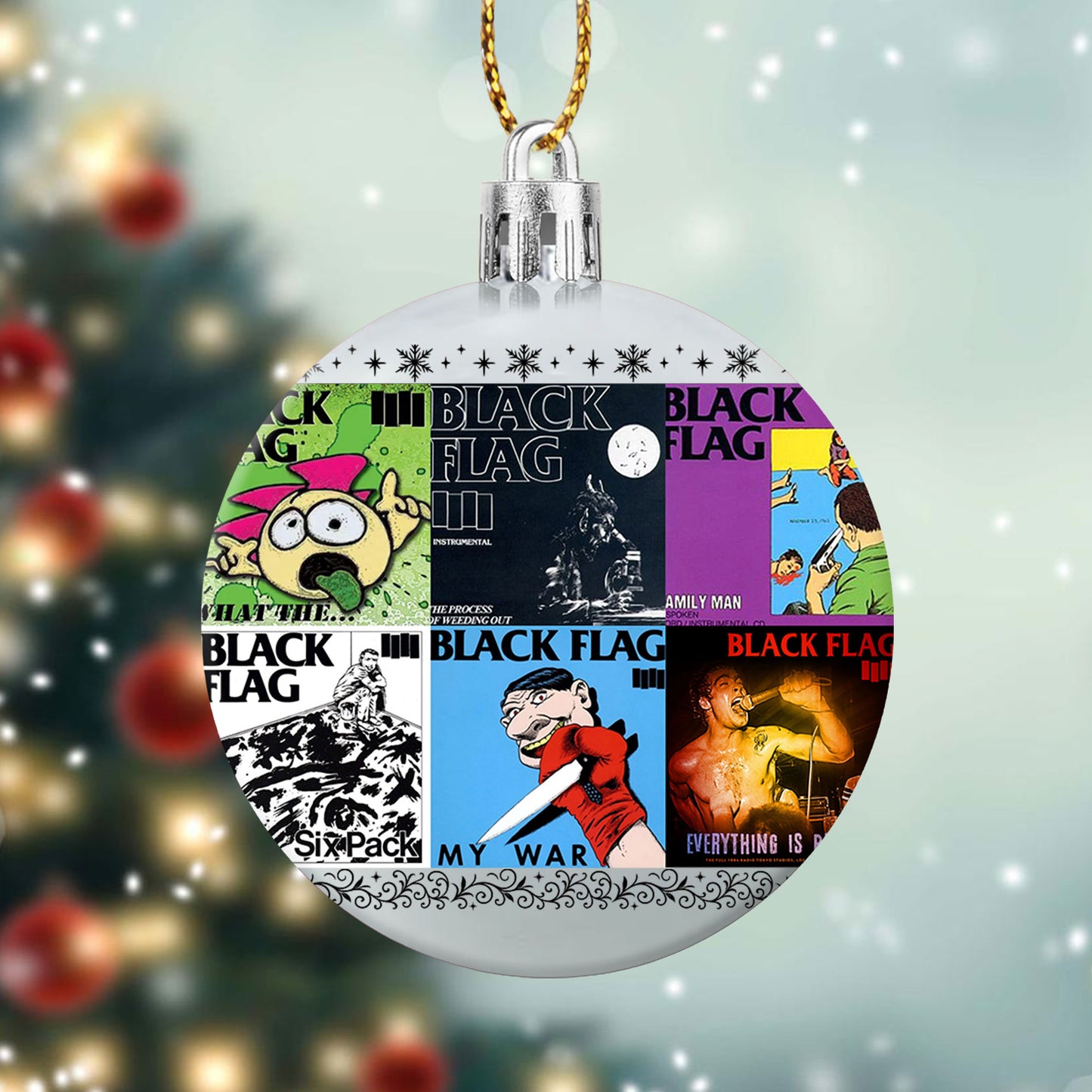 Black Flag Album Collage Ornament – Punk Rock Christmas Decoration