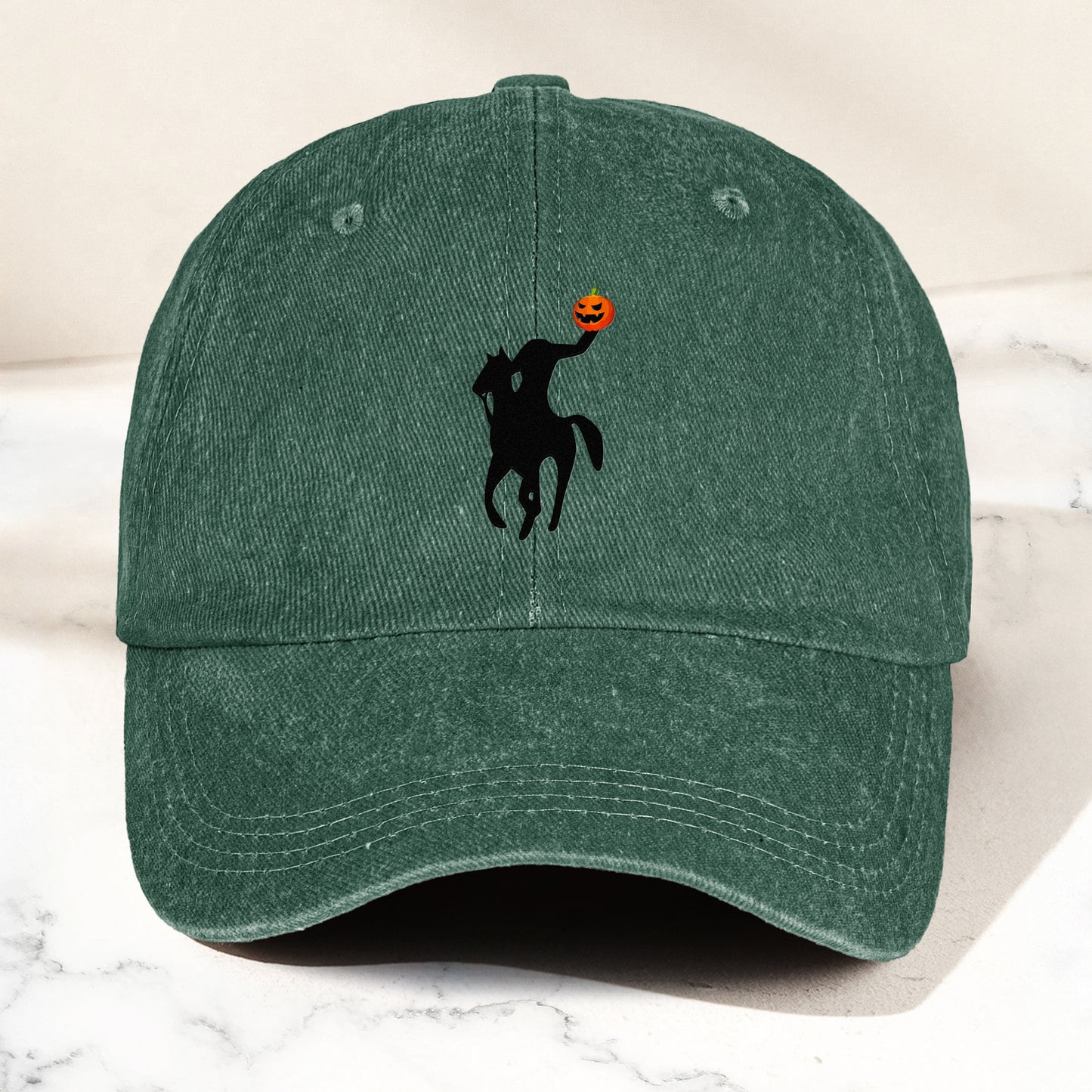 Headless Horseman Halloween Denim Cap