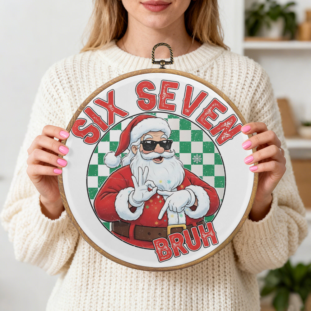 Cool Santa "Six Seven Bruh" Framed Round Wall