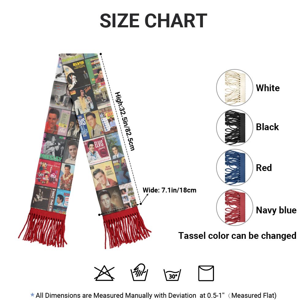 Elvis Presley Album Collage Scarf – Vintage Rock ’n’ Roll Fan Gift