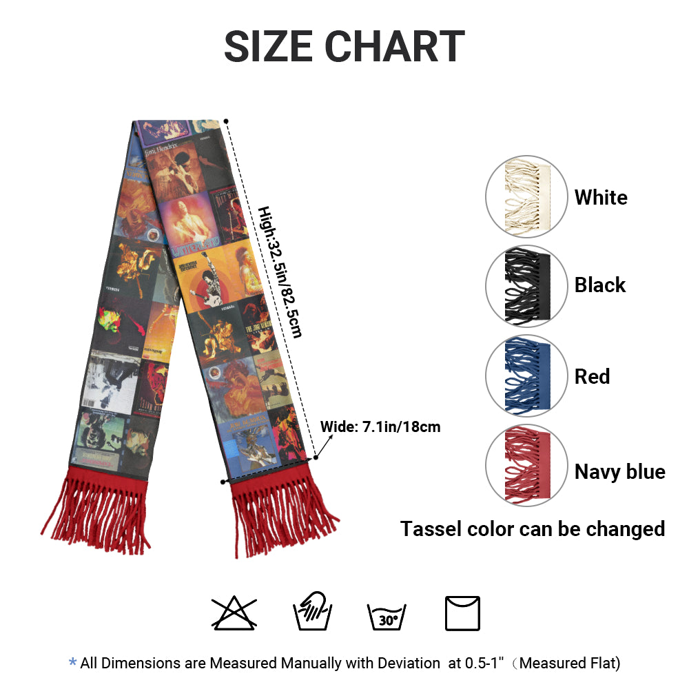 Jimi Hendrix Album Collage Scarf – Psychedelic Rock Fan Gift