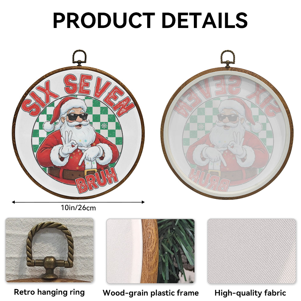 Cool Santa "Six Seven Bruh" Framed Round Wall