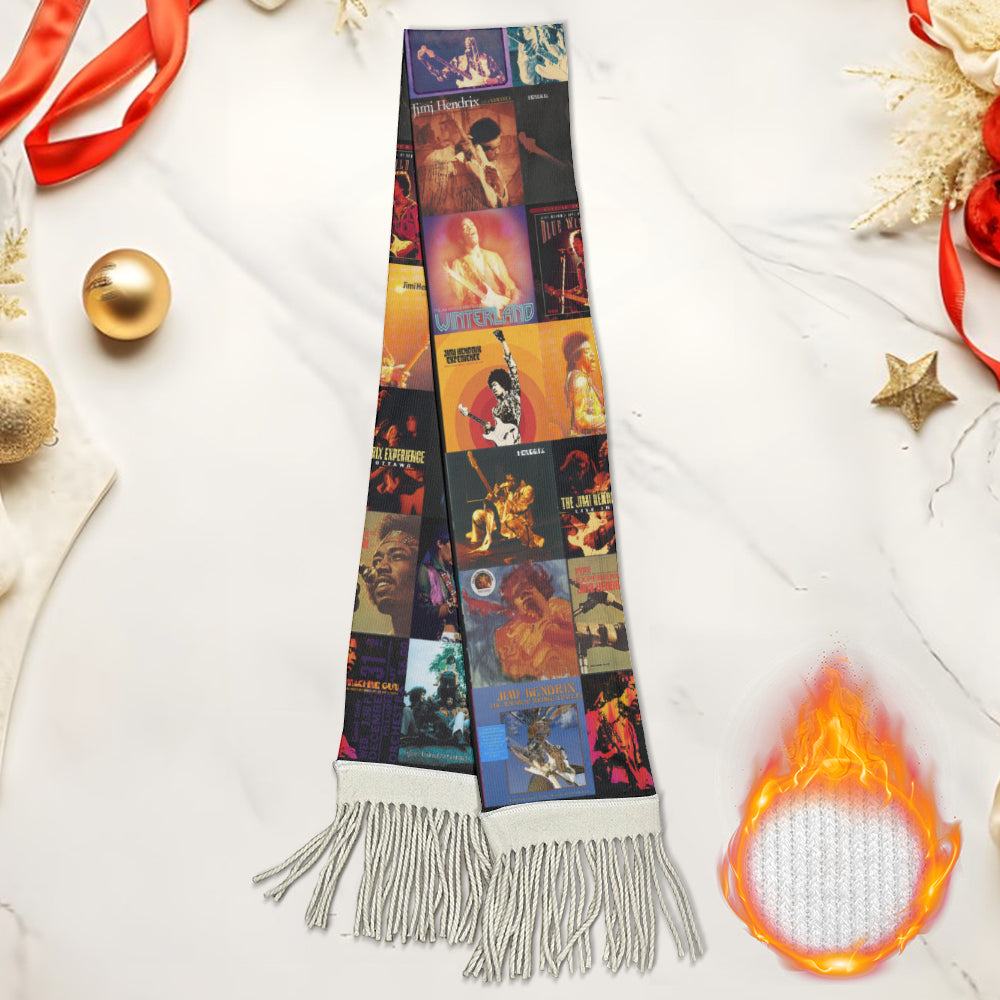 Jimi Hendrix Album Collage Scarf – Psychedelic Rock Fan Gift