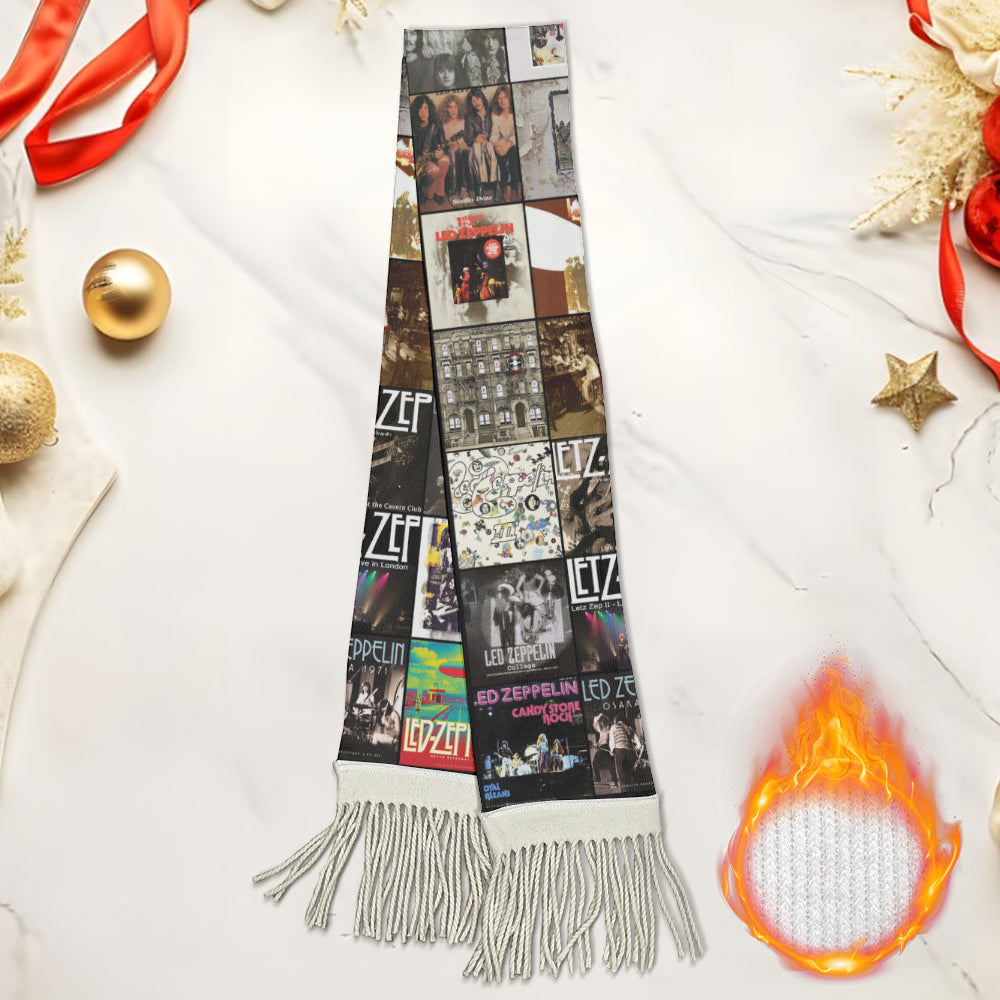 Led Zeppelin Album Collage Scarf – Vintage Rock Fan Gift