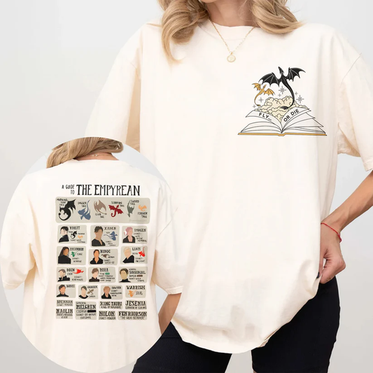 Empyrean Guide T-Shirt | Fourth Wing Character & Dragon Chart Tee