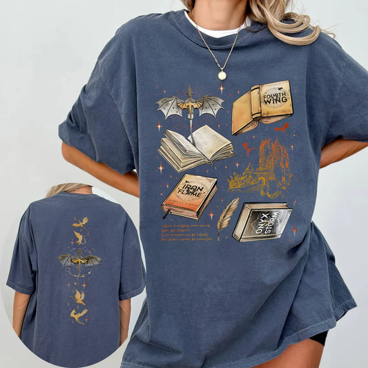 Fourth Wing Comfort Colors Graphic Tee – Bookish Dragon Fantasy Tshirt