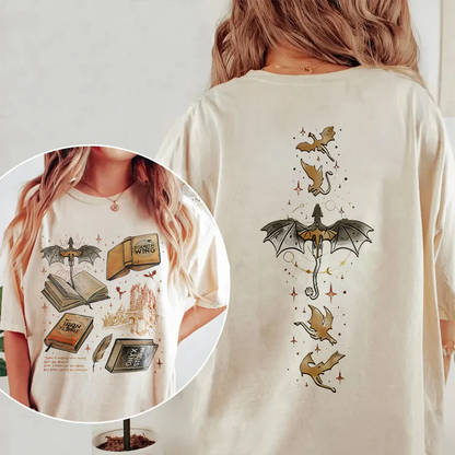 Fourth Wing Comfort Colors Graphic Tee – Bookish Dragon Fantasy Tshirt
