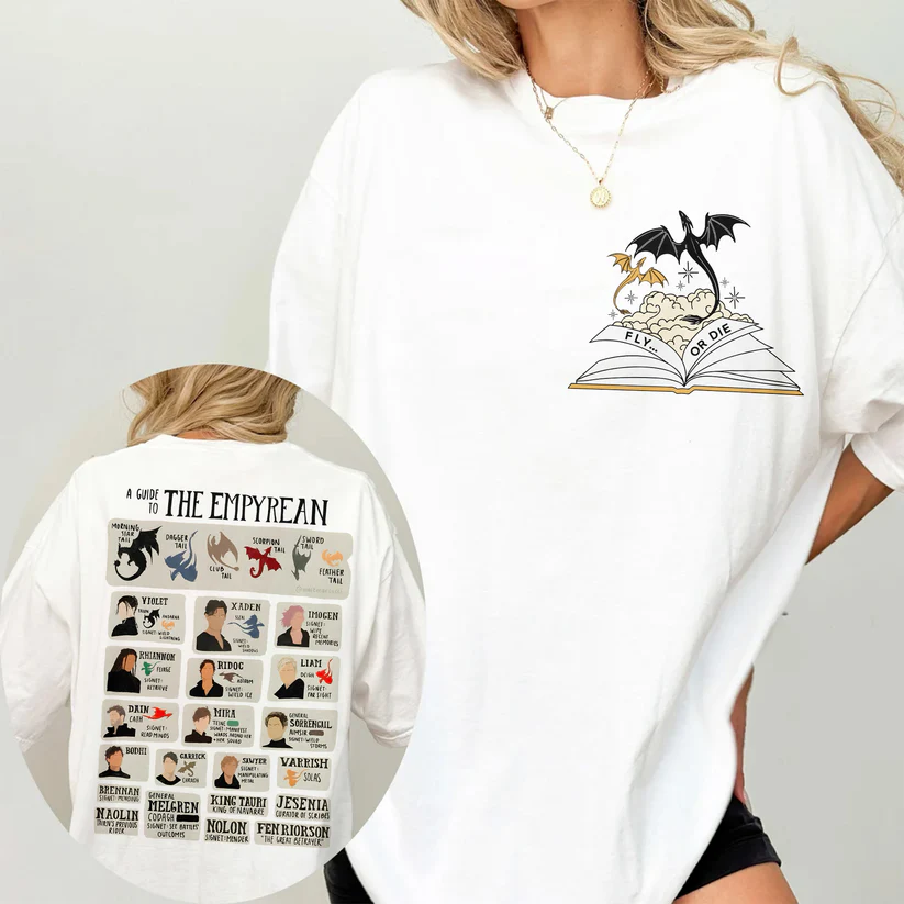 Empyrean Guide T-Shirt | Fourth Wing Character & Dragon Chart Tee