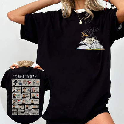 Empyrean Guide T-Shirt | Fourth Wing Character & Dragon Chart Tee