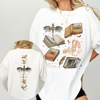 Fourth Wing Comfort Colors Graphic Tee – Bookish Dragon Fantasy Tshirt