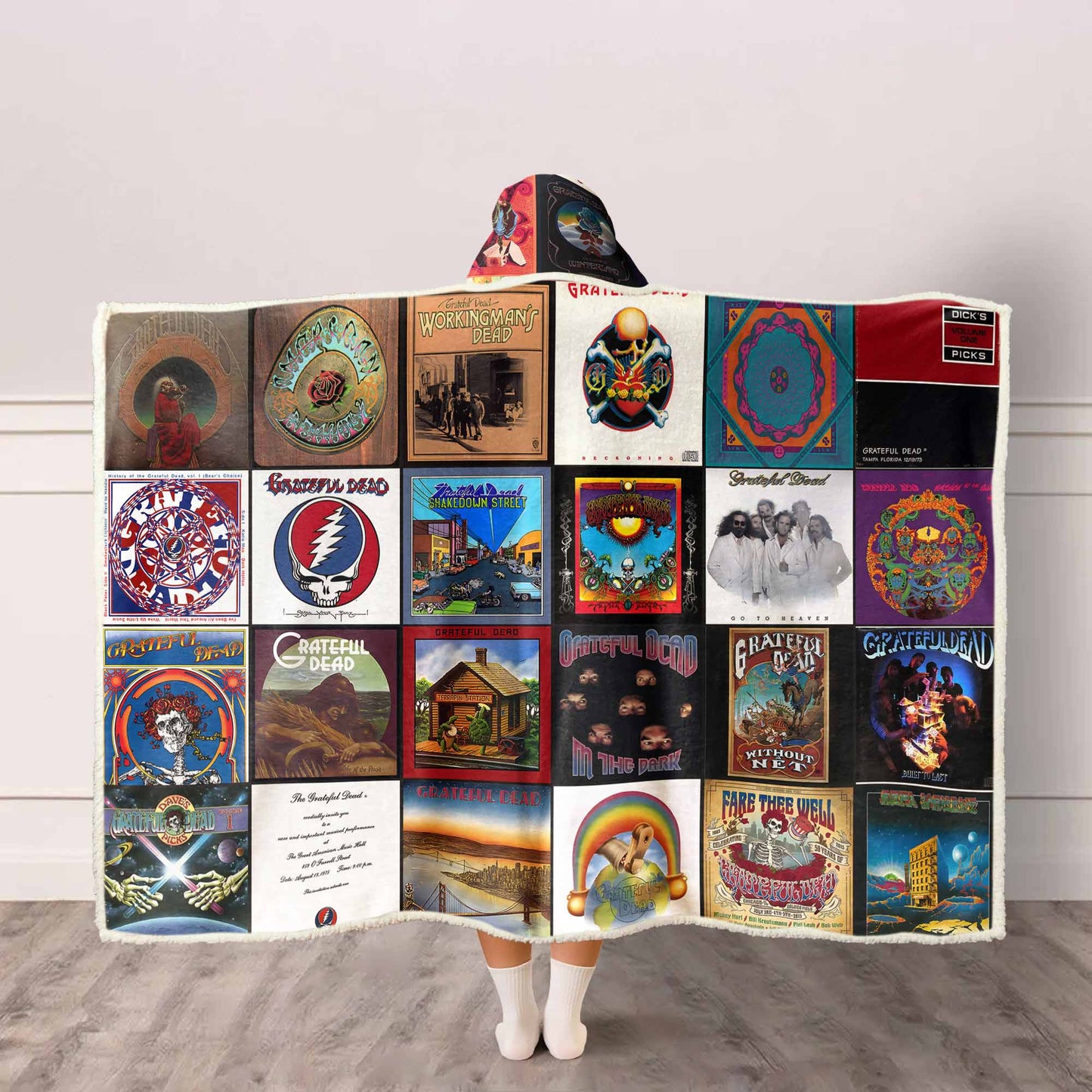 Grateful Dead Album Covers Wearable Hooded Blanket