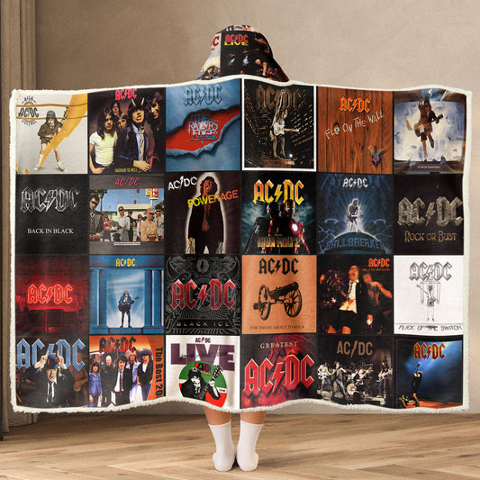 AC/DC Rock Band Album Covers Wearable Hooded Blanket