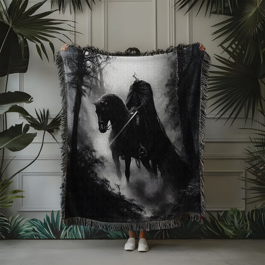 Dark Rider Gothic Fantasy Woven Blanket