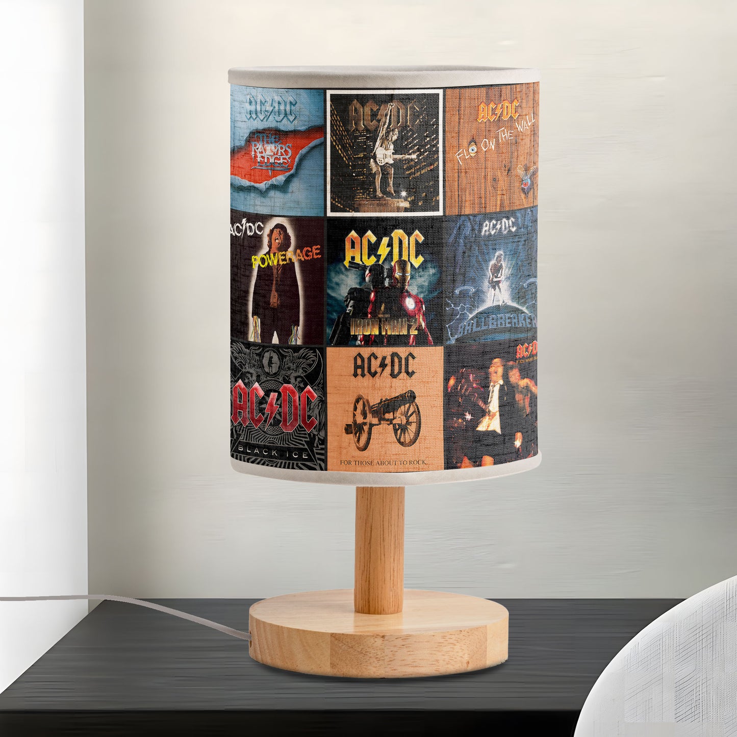 AC/DC Album Covers Fabric Lamp – Classic Rock Band Lighting Décor, Perfect Gift for Hard Rock Fans & Collectors