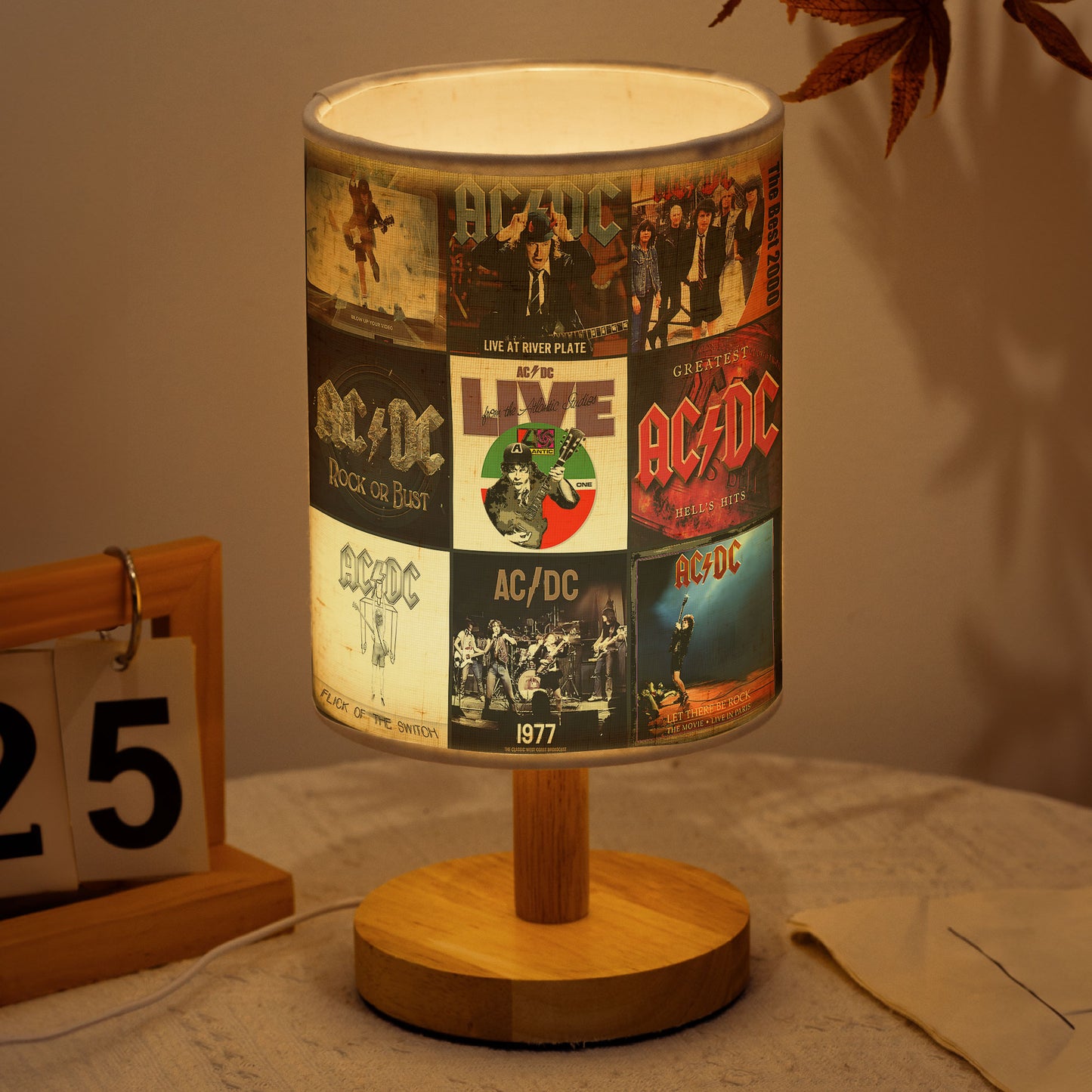 AC/DC Album Covers Fabric Lamp – Classic Rock Band Lighting Décor, Perfect Gift for Hard Rock Fans & Collectors