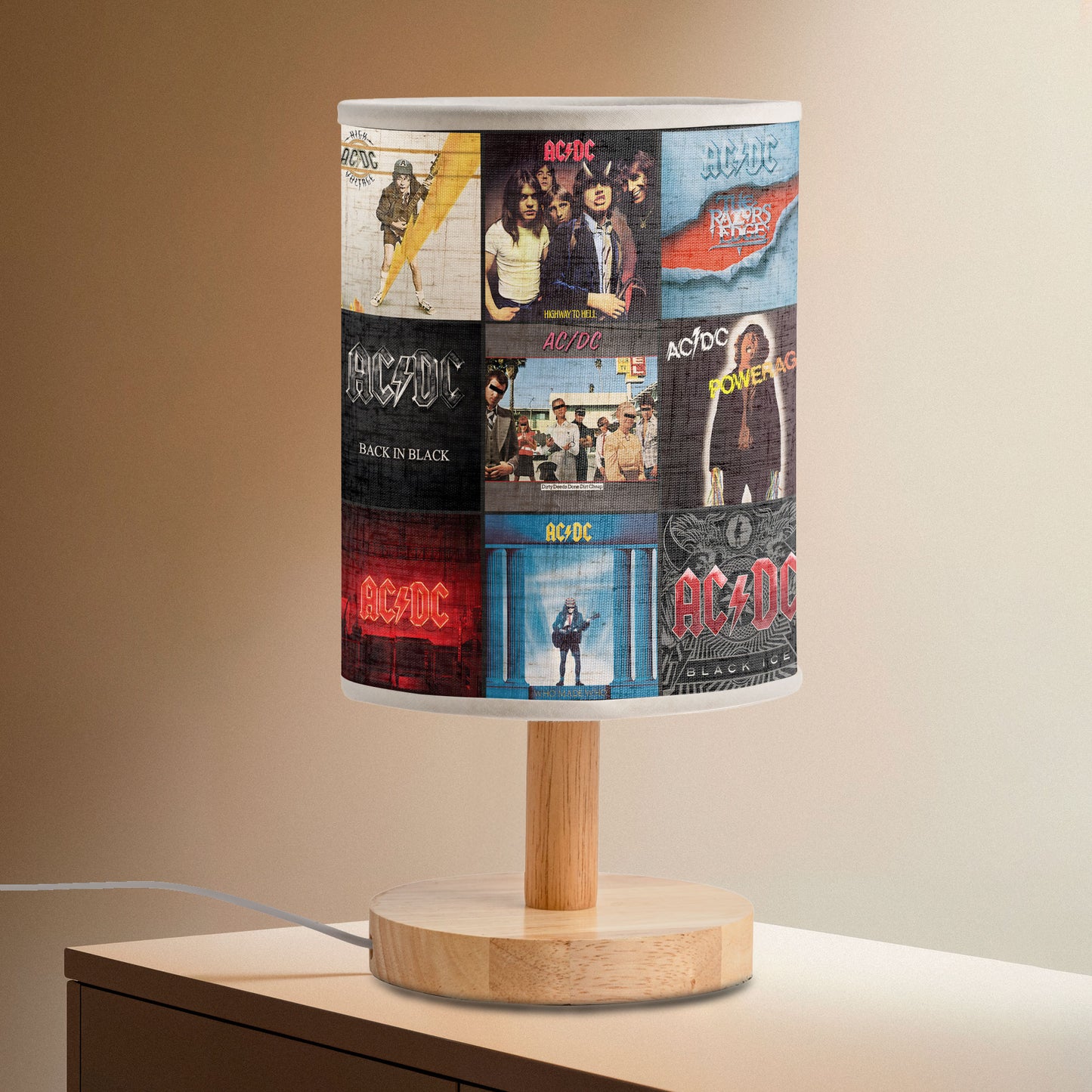 AC/DC Album Covers Fabric Lamp – Classic Rock Band Lighting Décor, Perfect Gift for Hard Rock Fans & Collectors