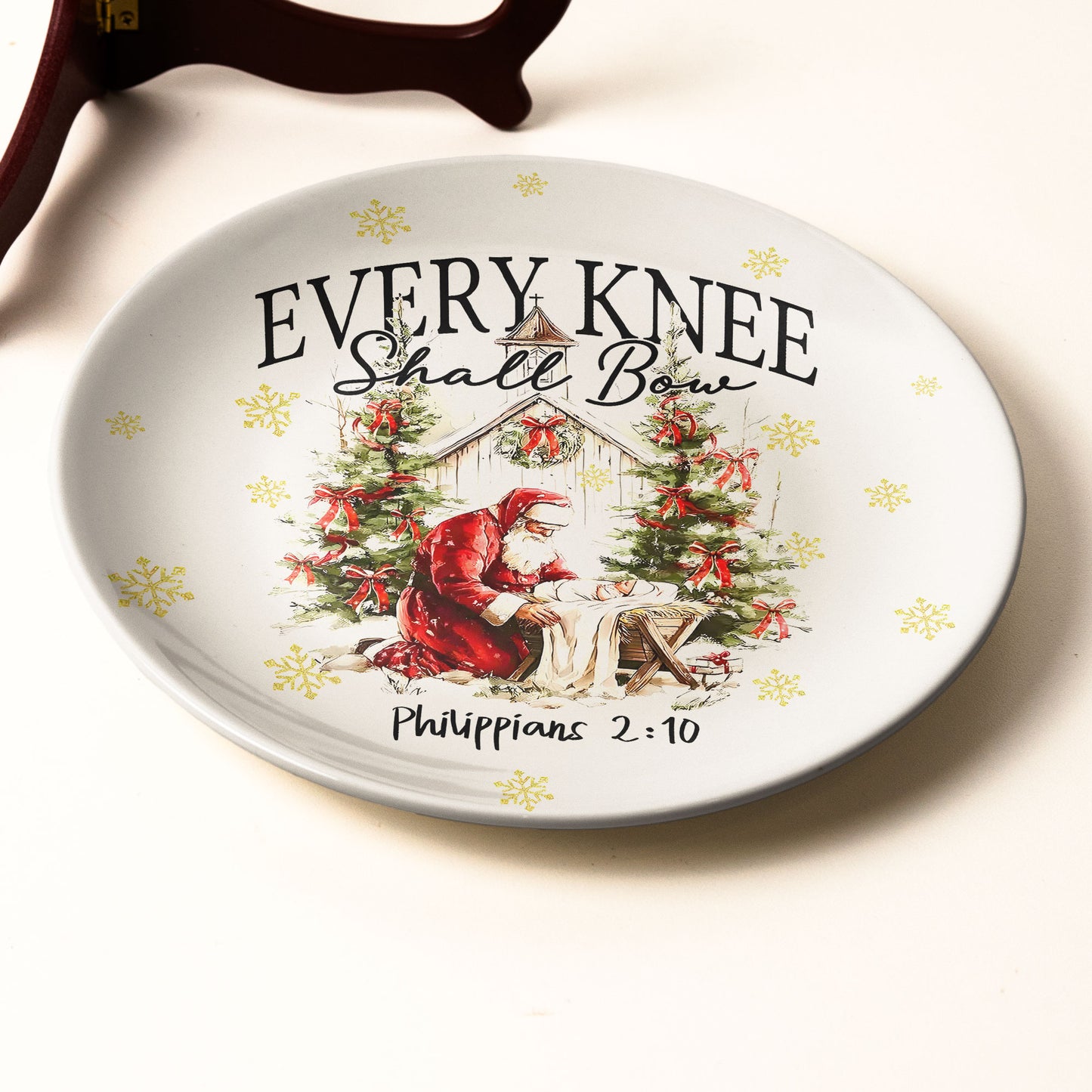 Every Knee Shall Bow" Christmas Plate | Philippians 2:10 Nativity Decor