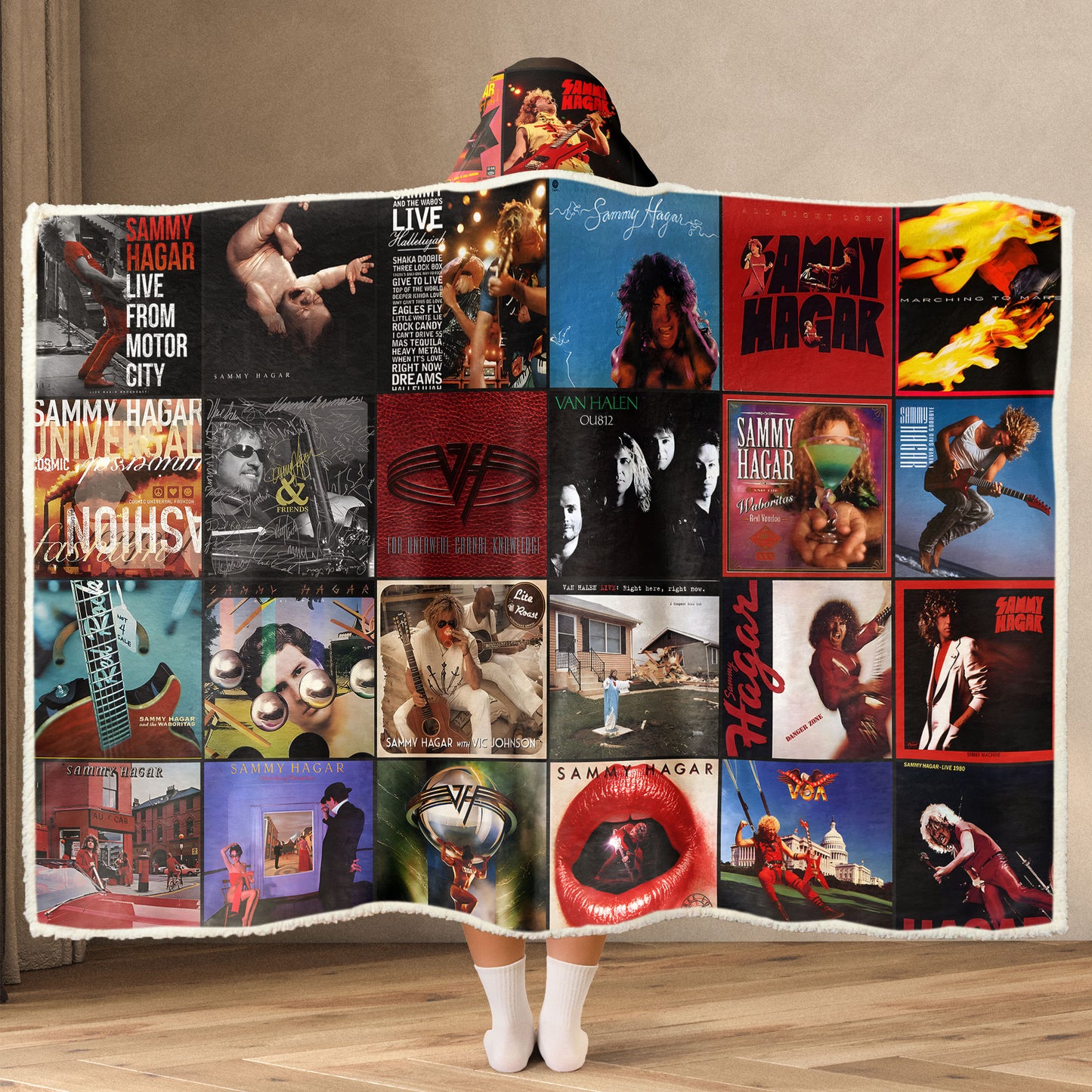 Sammy Hagar Album Art Wearable Hooded Blanket – Rock & Van Halen Fan Gift