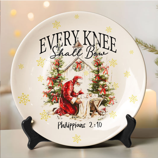 Every Knee Shall Bow" Christmas Plate | Philippians 2:10 Nativity Decor