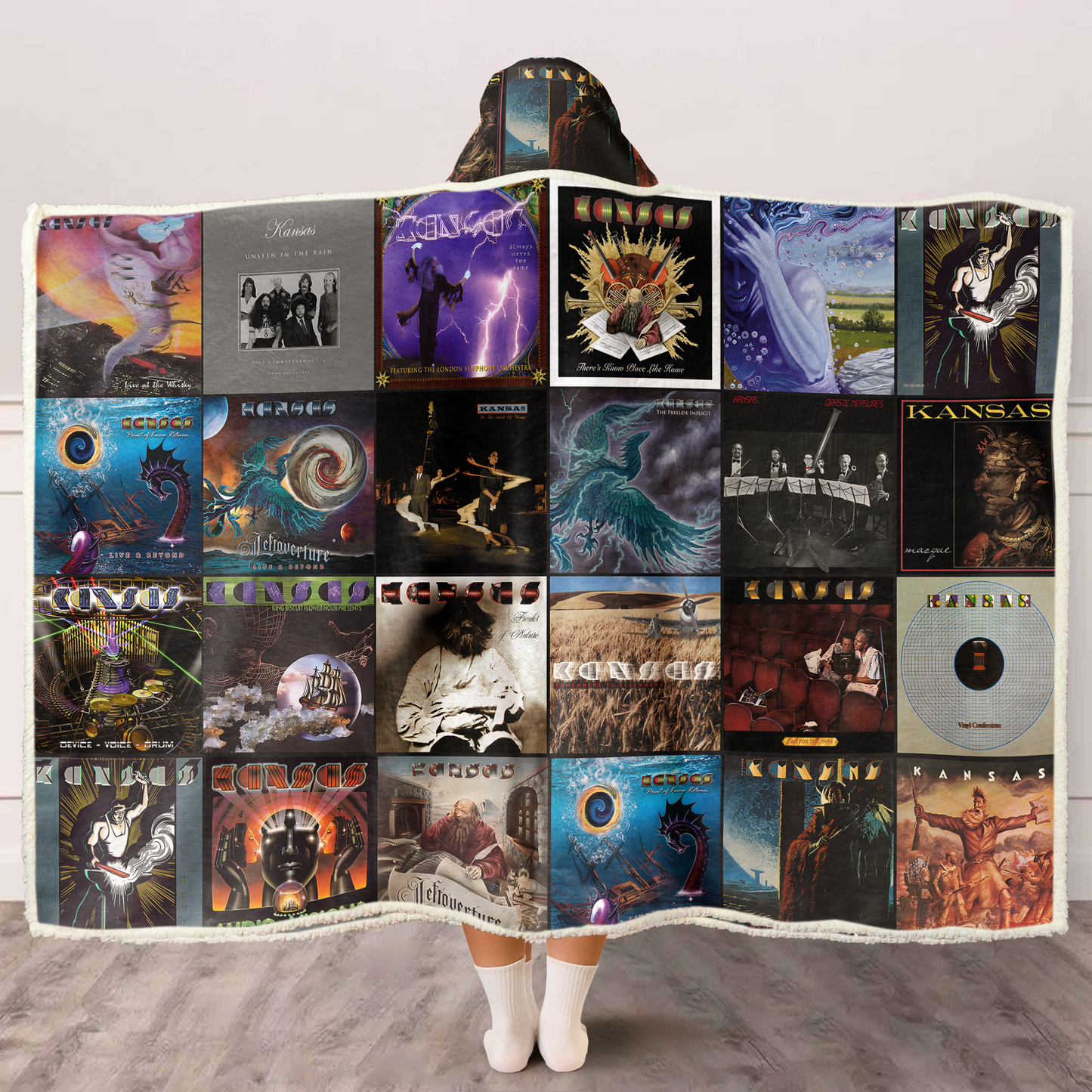 Kansas Album Art Wearable Hooded Blanket – Classic Rock Fan Gift