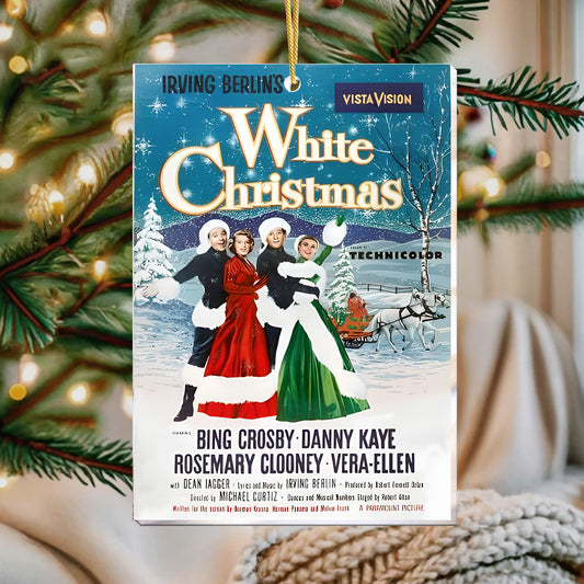 White Christmas Ornament – Classic Vintage Holiday Poster Keepsake
