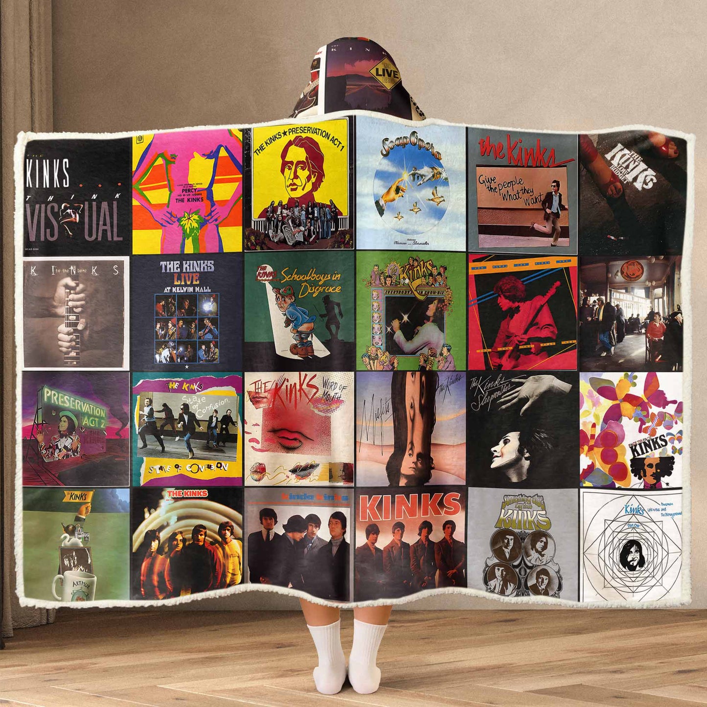 The Kinks Album Art Wearable Hooded Blanket – Classic Rock Fan Gift