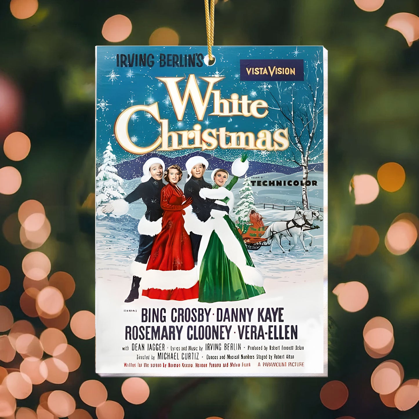 White Christmas Ornament – Classic Vintage Holiday Poster Keepsake