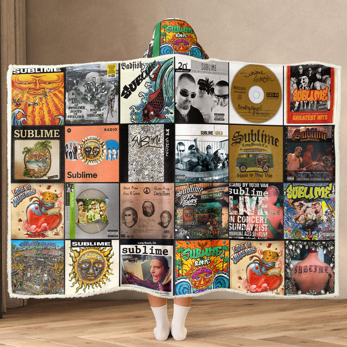 Sublime Album Art Wearable Hooded Blanket – Reggae Rock Fan Gift