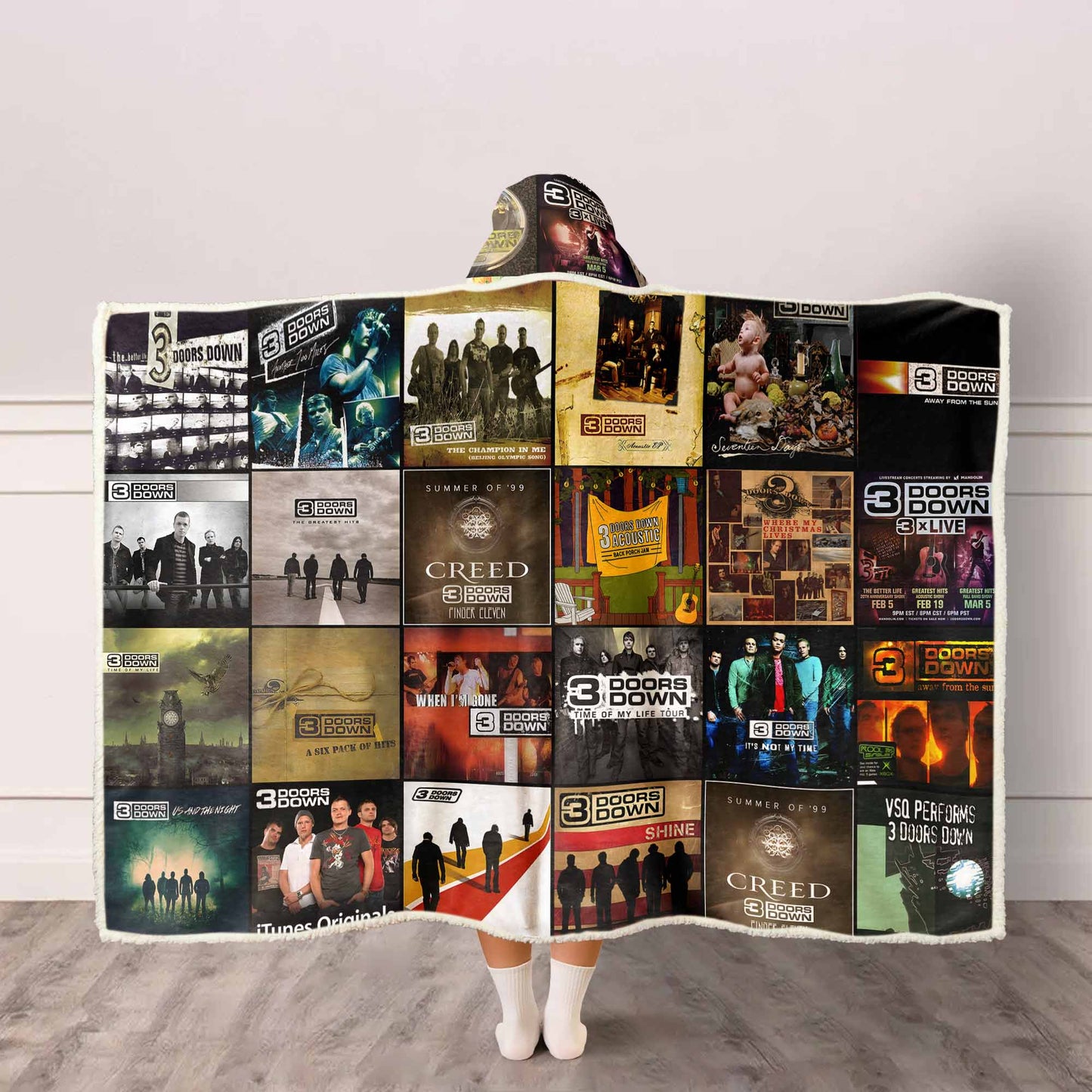 3 Doors Down Wearable Hooded Blanket – Early-2000s Rock Warmth You Can Wear