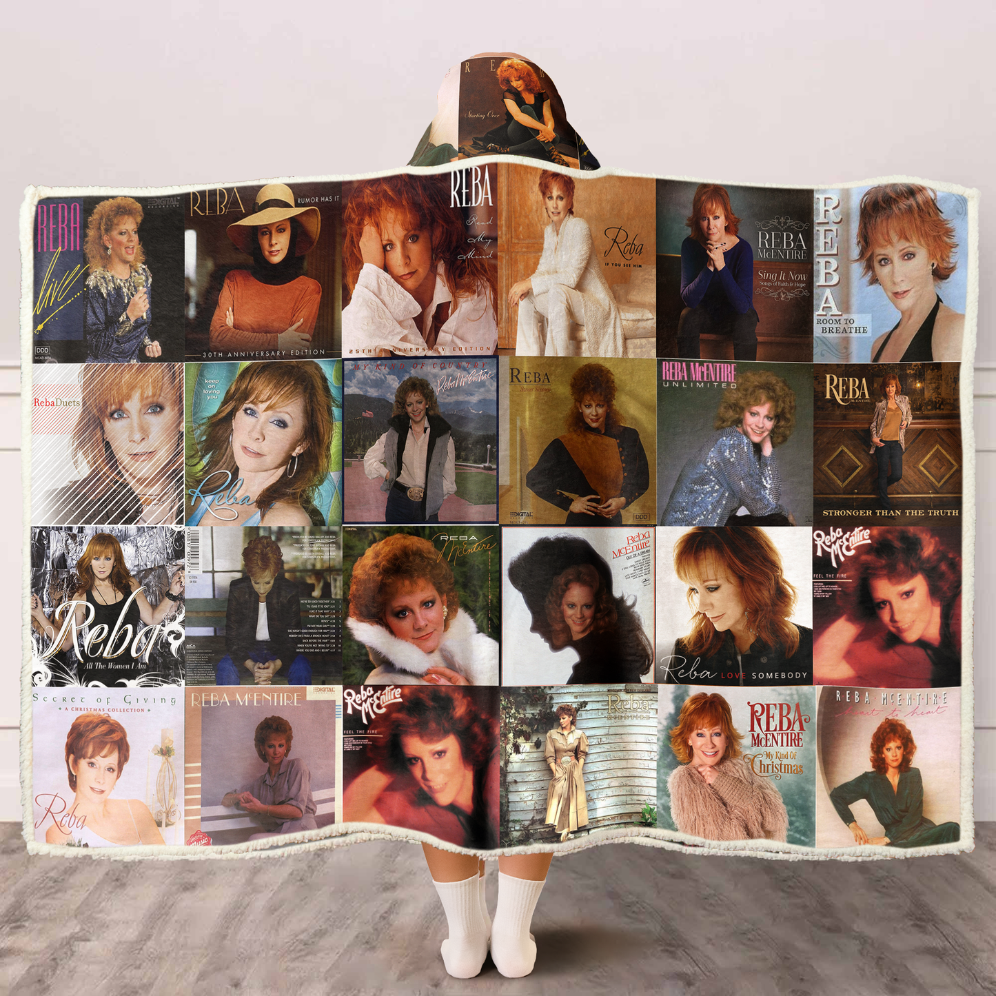 Reba McEntire Album Art Wearable Hooded Blanket – Country Music Fan Gift
