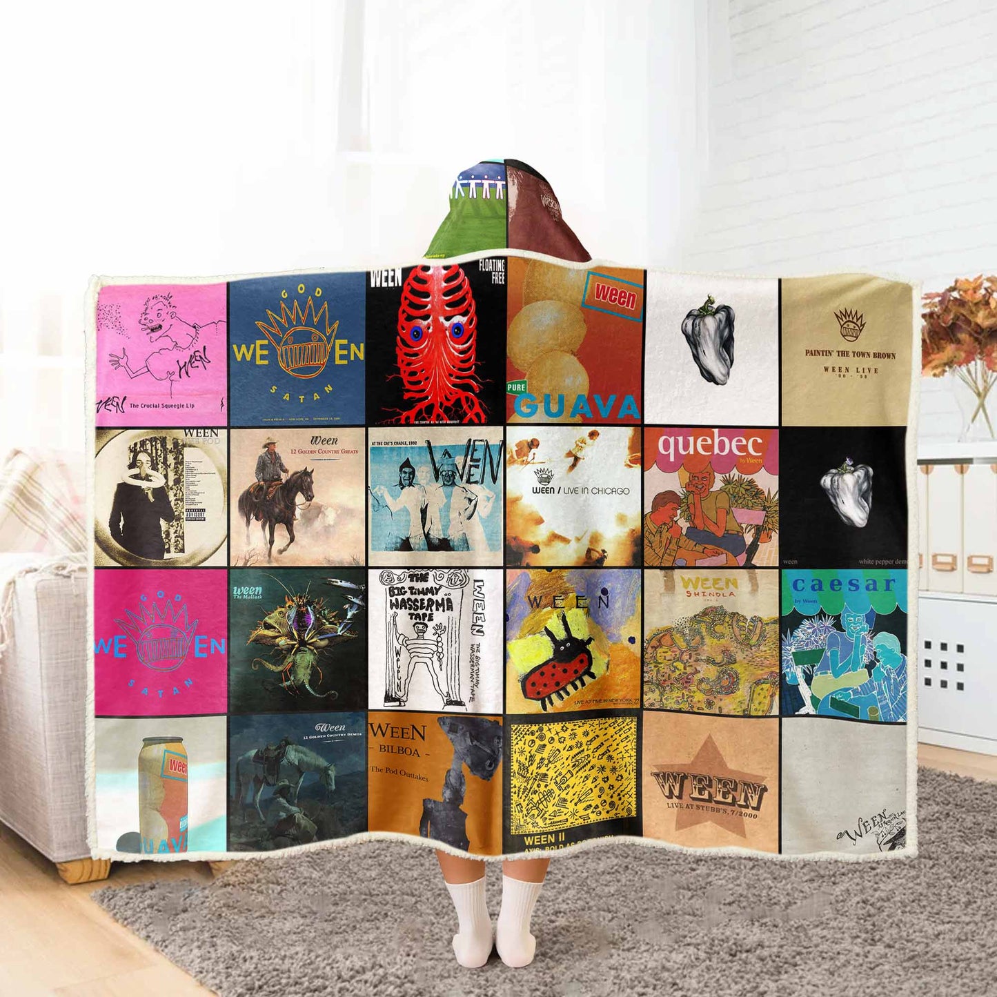 Ween Album Art Wearable Hooded Blanket – Alternative Rock Fan Gift