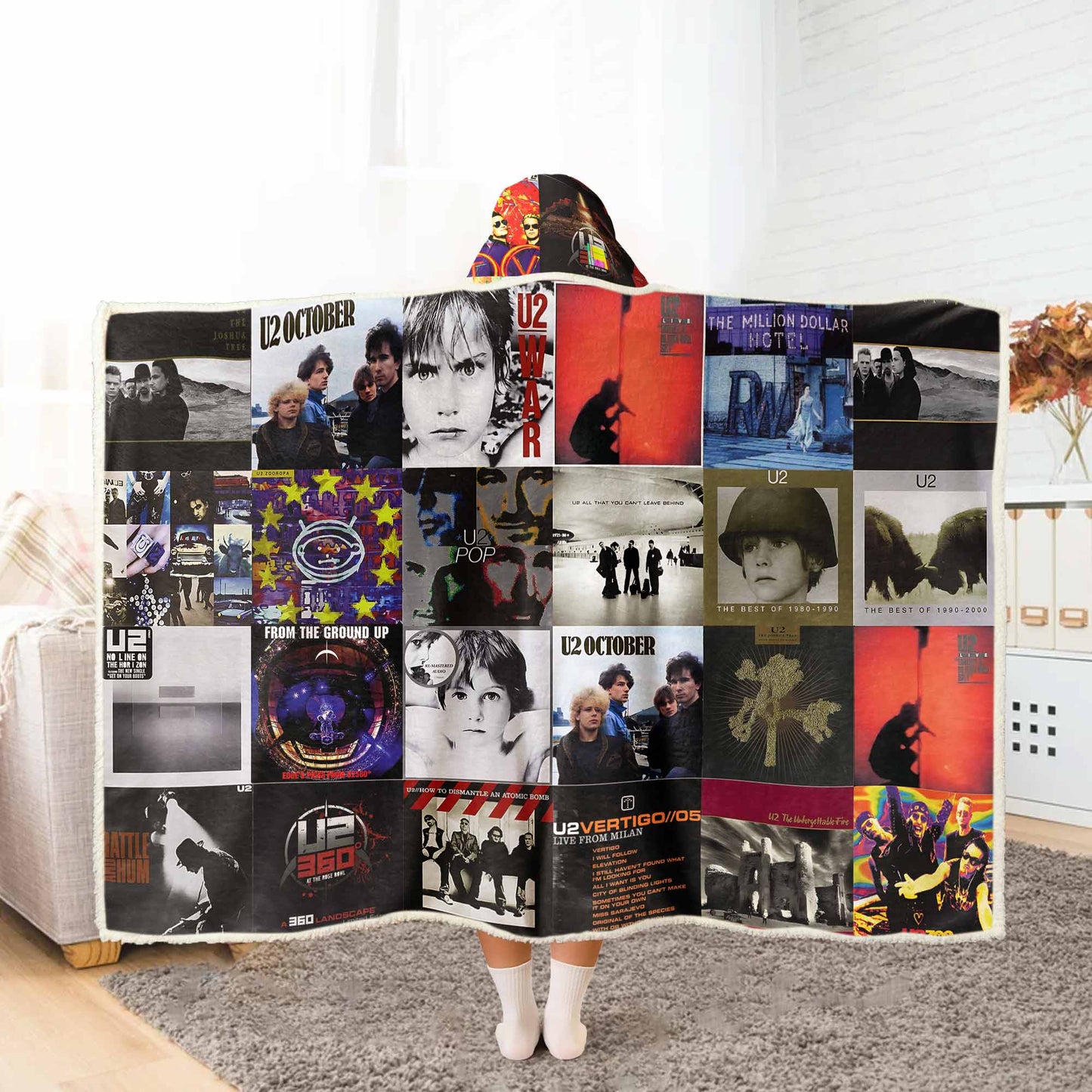U2 Album Art Wearable Hooded Blanket – Rock Band Fan Gift